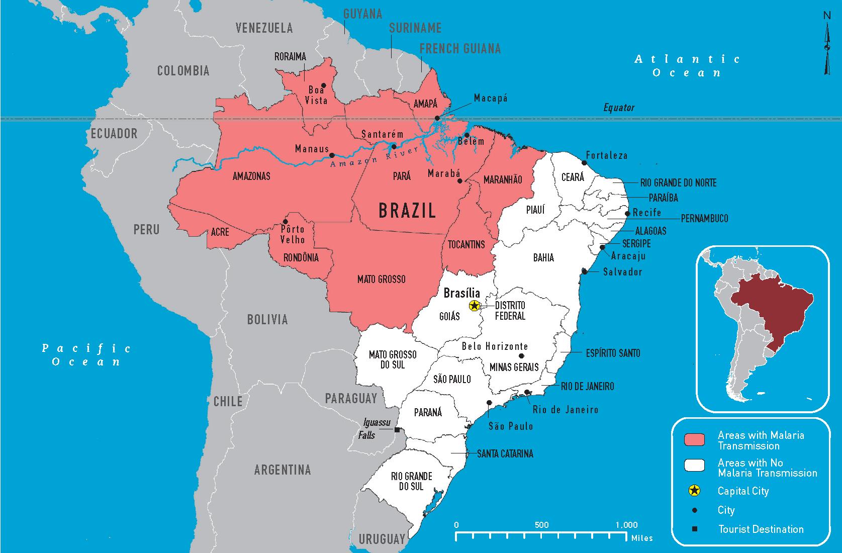 Brasil mapa de la malaria la Malaria mapa de Brasil (América del Sur