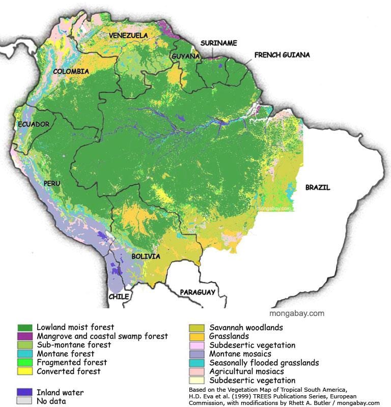 mapa de bosques de Brasil