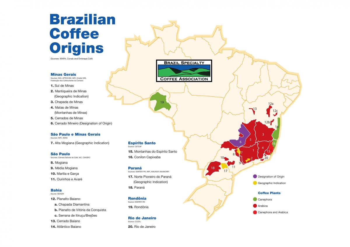 mapa de Brasil café