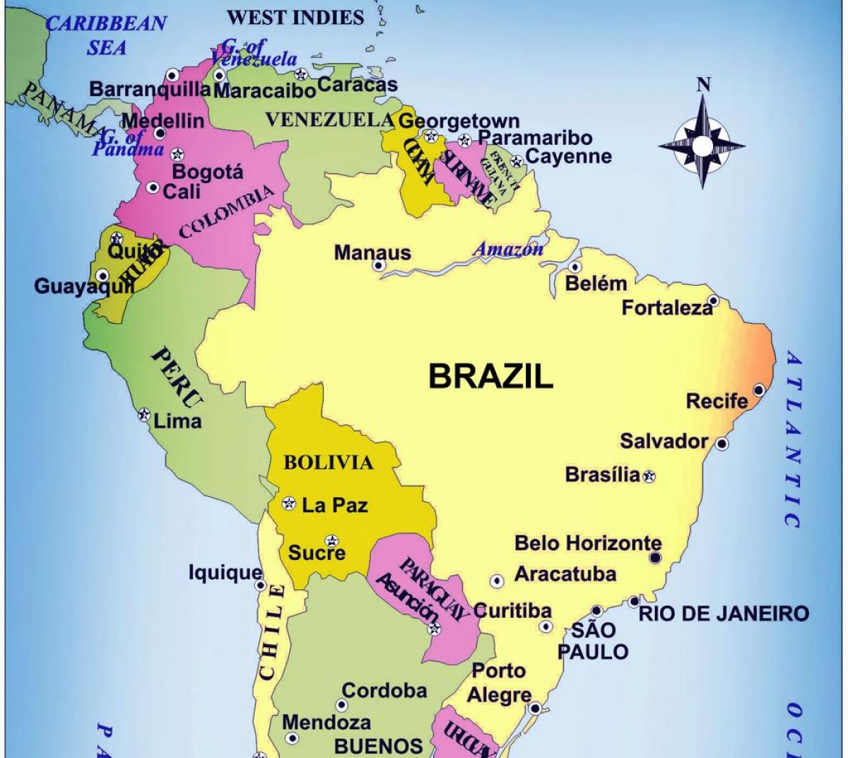 Brasil En Un Mapa Mapa Del Brasil Am Rica Del Sur Am Rica   Brasil En Un Mapa 