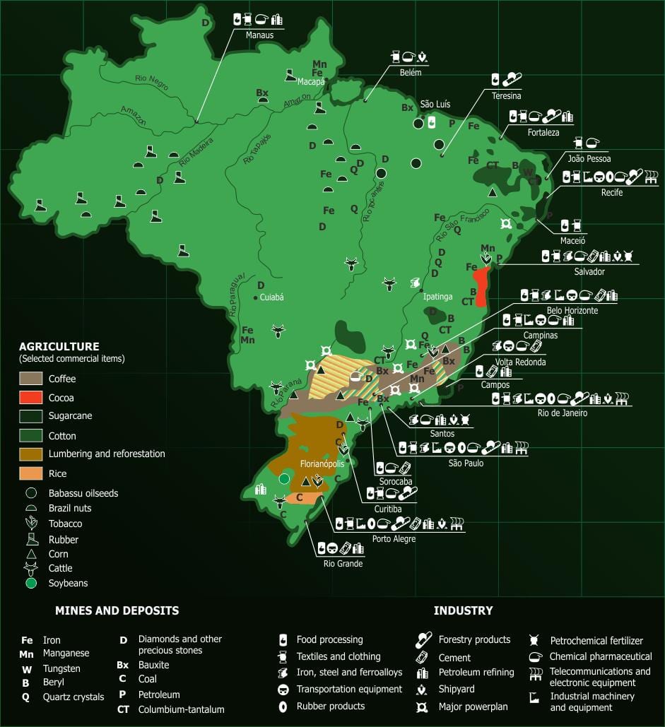 mapa de recursos naturales de Brasil