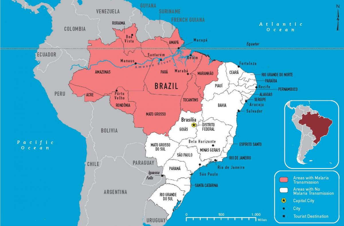 la malaria mapa de Brasil