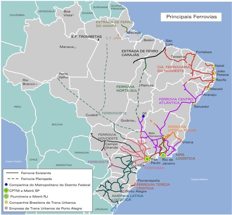 Brasil ferrocarril mapa