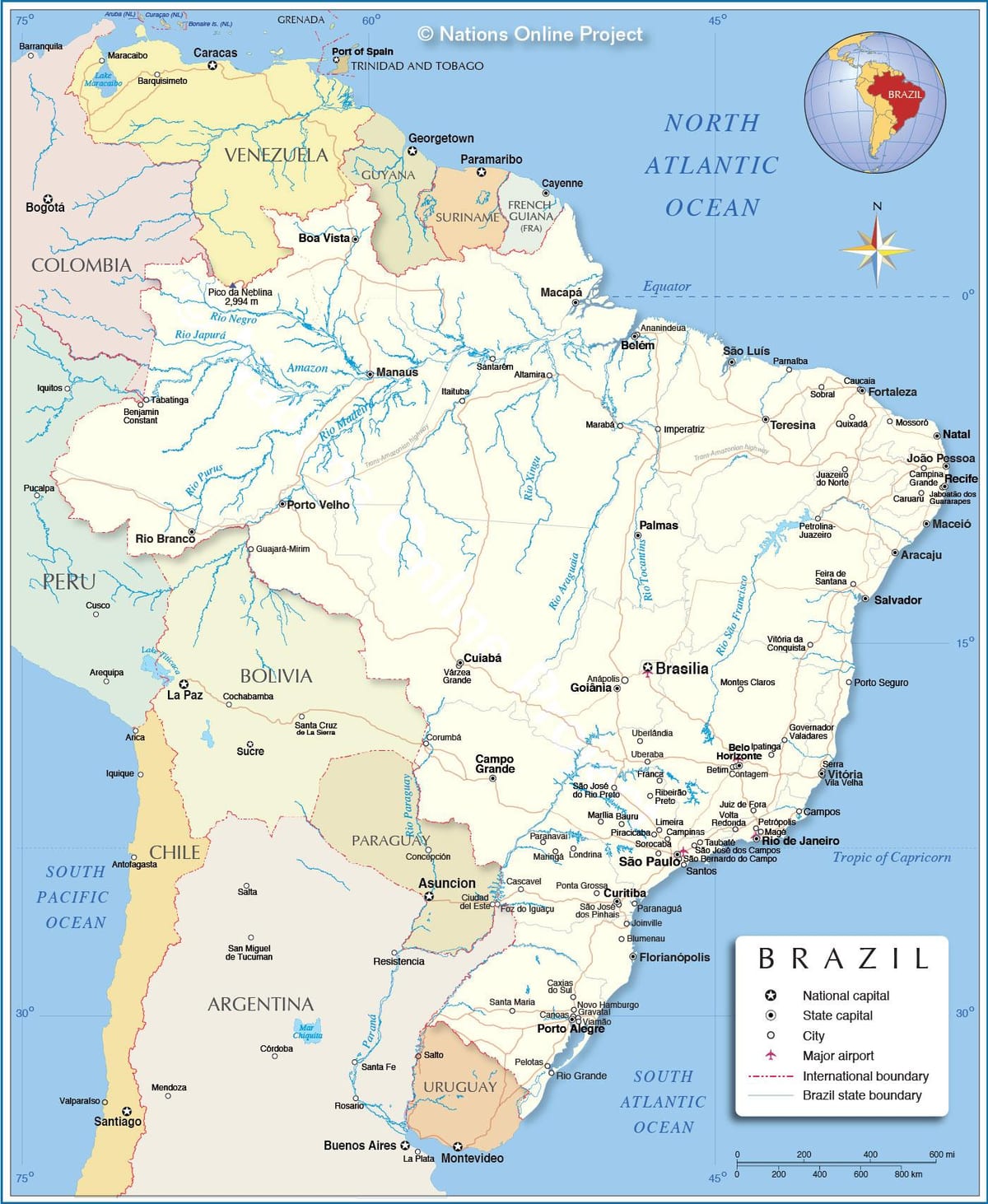 mapa de Brasil ríos