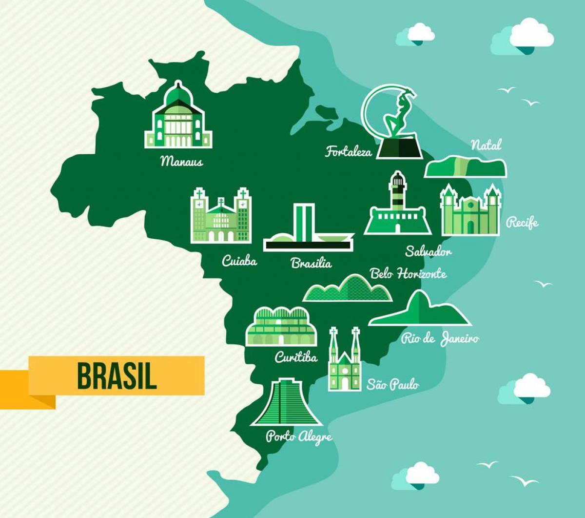 mapa de Brasil monumentos