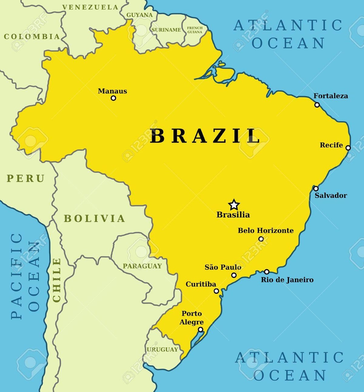 principales ciudades en el mapa de Brasil