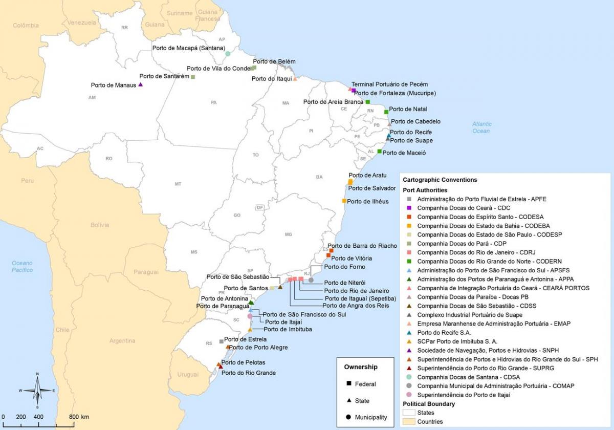 mapa de puertos de Brasil