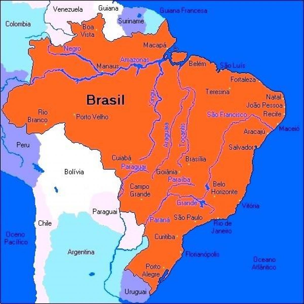 Brasil R Os Mapa Mapa De Brasil R Os Am Rica Del Sur Am Rica   Brasil Ríos Mapa 