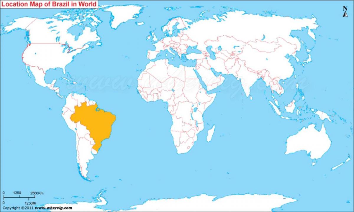 ubicación de Brasil en el mapa del mundo