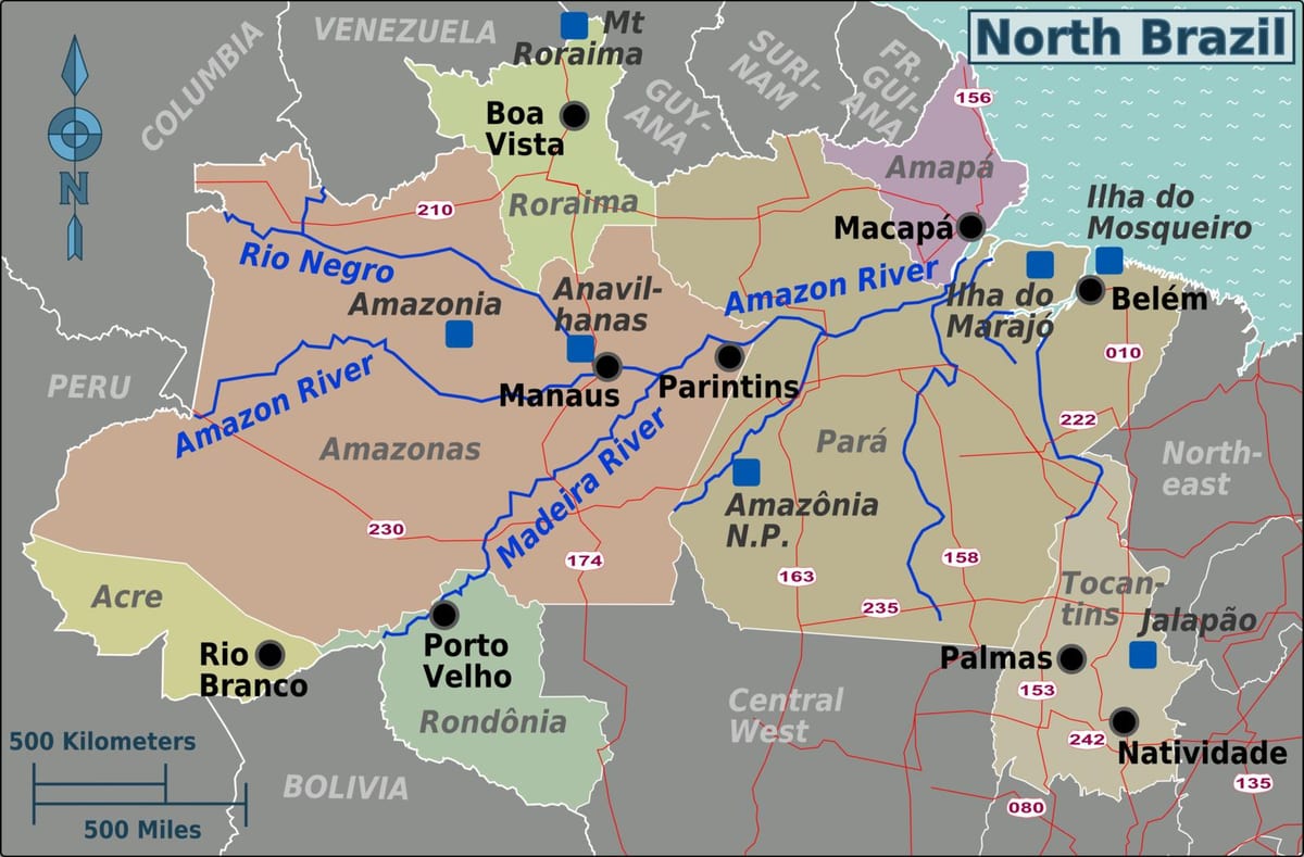 mapa del norte de Brasil