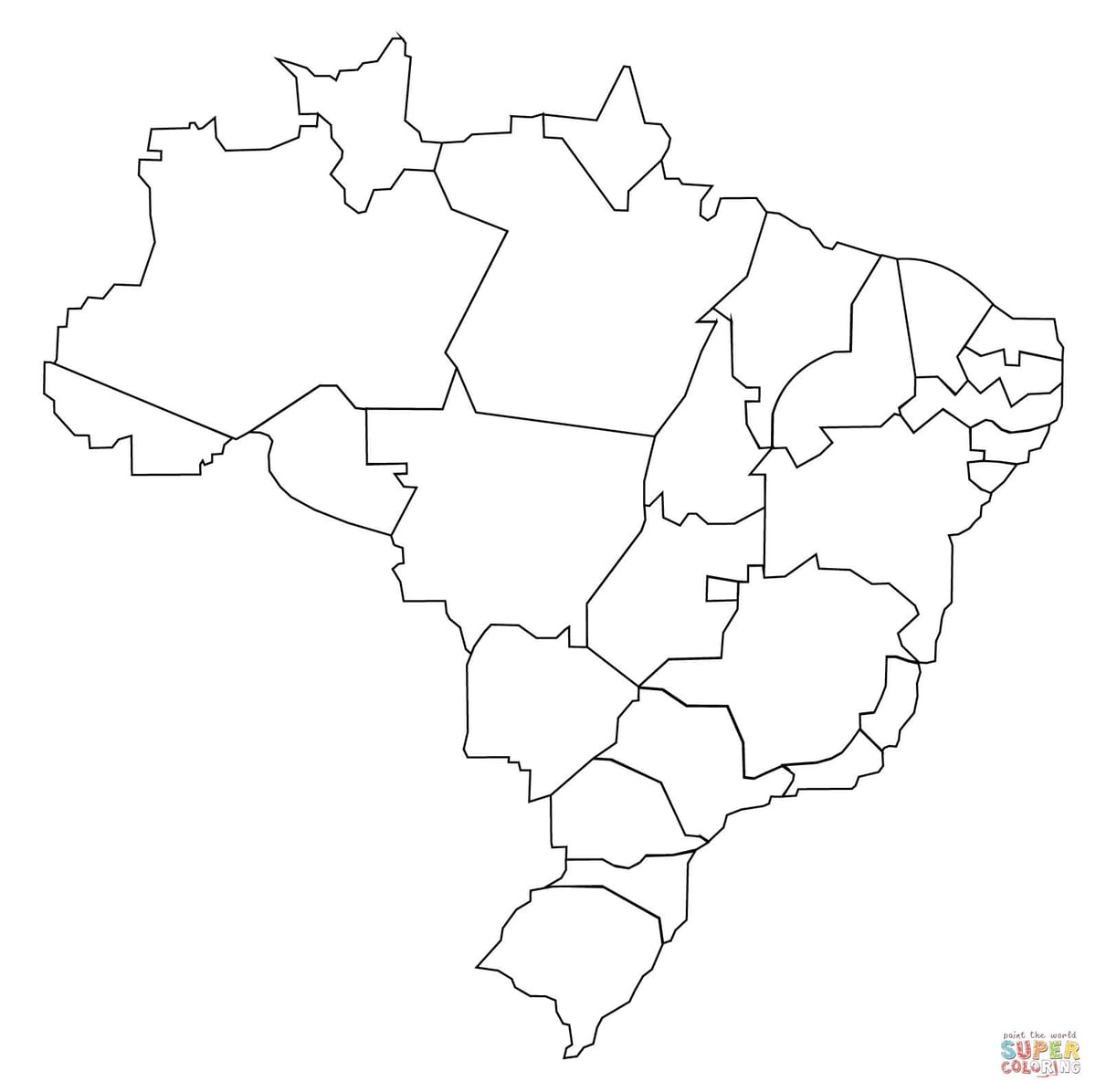 mapa en blanco y negro de Brasil