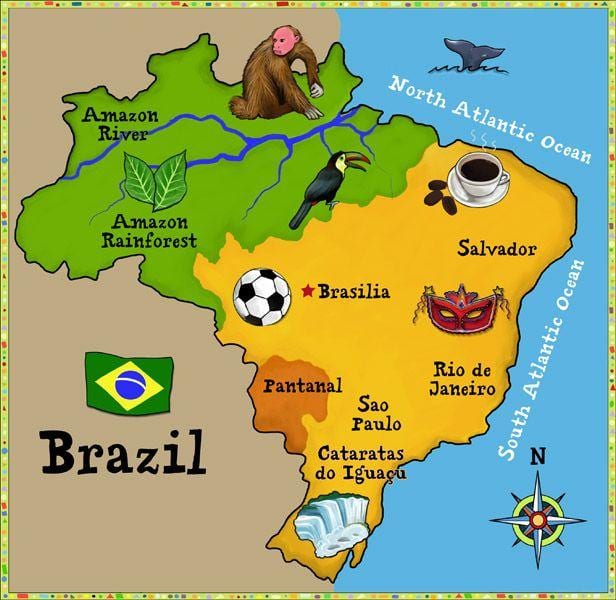 mapa de Brasil para los niños