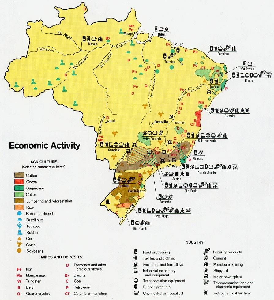 mapa económico de Brasil