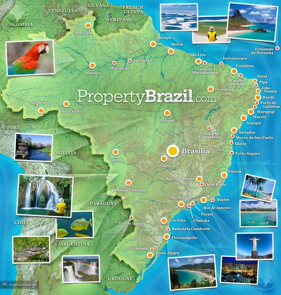 mapa turístico de Brasil