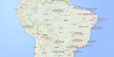 Los aeropuertos internacionales en el mapa de Brasil