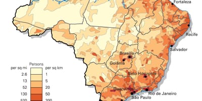 Densidad de población mapa de Brasil