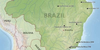 Las montañas en el mapa de Brasil