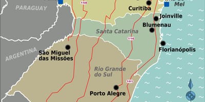 Mapa del sur de Brasil